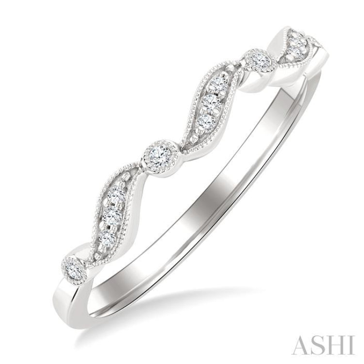 1/10 Ctw Triple Wave Round Cut Diamond Stackable Fashion Band in 10K White gold