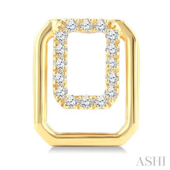 1/6 Ctw Nested Octagonal Frame Round Cut Golden Glow Diamond Fashion Drop Earrings in 10K Yellow Gold