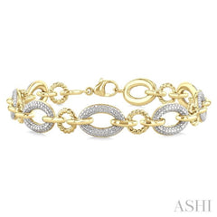 1/10 Ctw Oval Shaped Open Window Link Round Cut Diamond Bracelet in Yellow Gold Vermeil