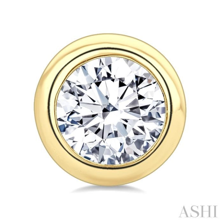 1/3 Ctw Bezel Set Round Cut Diamond Stud Earrings in 14K Yellow Gold