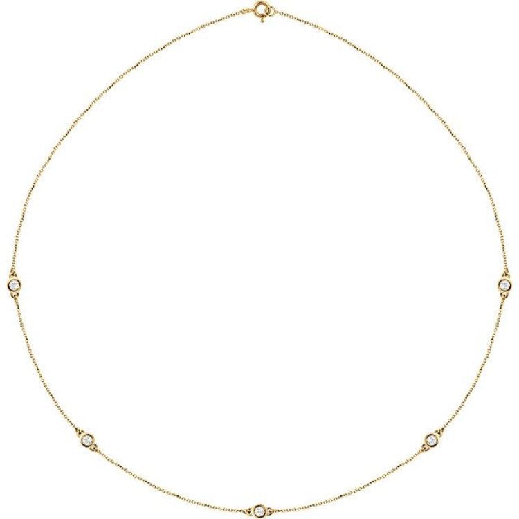 14K Yellow Gold 1/2 CTW Natural Diamond 5-Station 18" Necklace