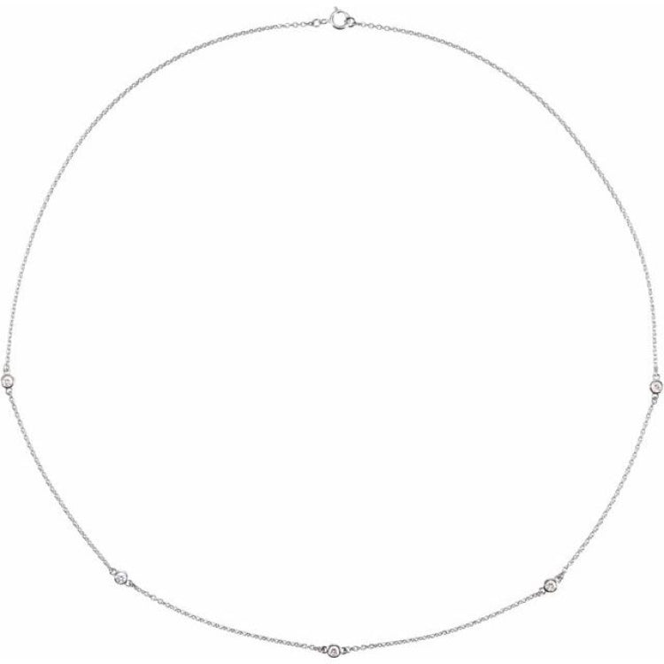 14K White Gold 1/2 CTW Natural Diamond 5-Station 18" Necklace