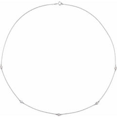 Sterling Silver 3/4 CTW Natural Diamond 5-Station 18" Necklace