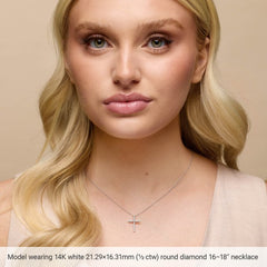 Platinum 1/4 CTW Natural Diamond Cross 16-18" Necklace