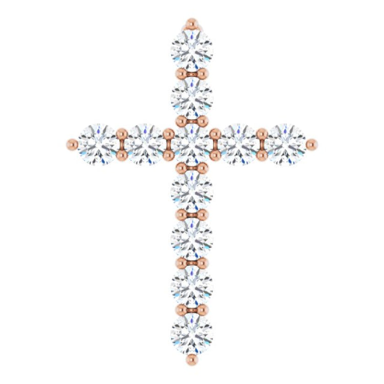14K Rose Gold 3/8 CTW Natural Diamond Cross Pendant