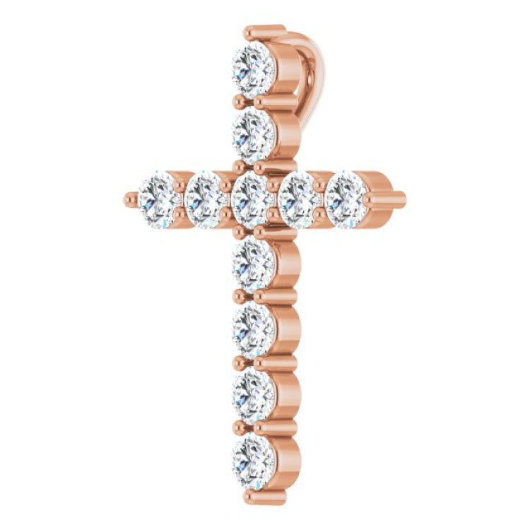 14K Rose Gold 3/8 CTW Natural Diamond Cross Pendant