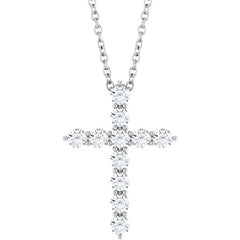 Sterling Silver 3/8 CTW Natural Diamond Cross 16-18" Necklace