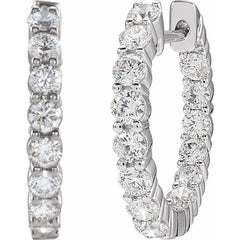 14K White Gold 2 CTW Lab-Grown Diamond Inside-Outside Hinged 20 mm Hoop Earrings