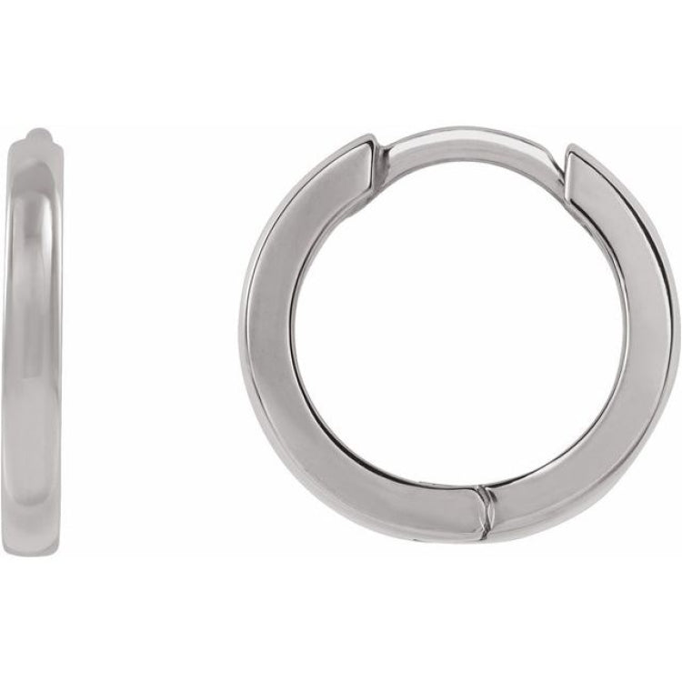 14K White Gold Hinged 12.5 mm Hoop Earring