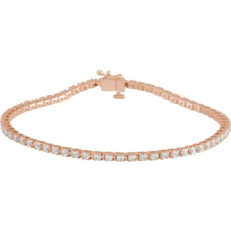 14K Rose Gold 2 CTW Natural Diamond Line 7 1/4" Bracelet