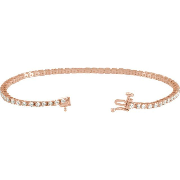 14K Rose Gold 2 CTW Natural Diamond Line 7 1/4" Bracelet