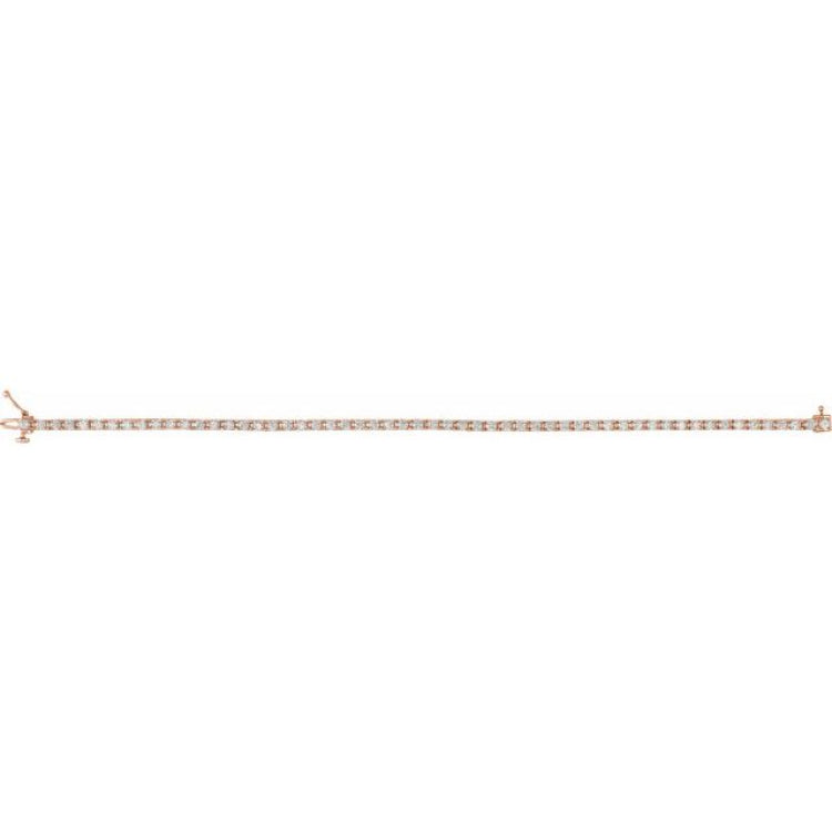 14K Rose Gold 3 CTW Natural Diamond Line 7 1/4" Bracelet