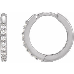 Platinum 1/8 CTW Natural Diamond Hinged 12.5 mm Hoop Earrings