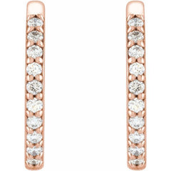 14K Rose Gold 1/6 CTW Natural Diamond Hinged 15 mm Hoop Earrings