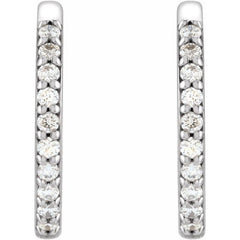 Platinum 1/6 CTW Natural Diamond Hinged  15 mm Hoop Earrings