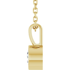 14K Yellow Gold 1/4 CT Natural Diamond Bezel-Set Solitaire 16-18" Necklace