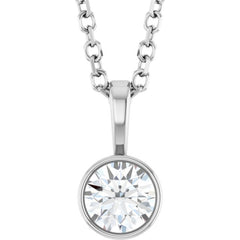 Platinum 1/4 CT Natural Diamond Bezel-Set Solitaire 16-18" Necklace