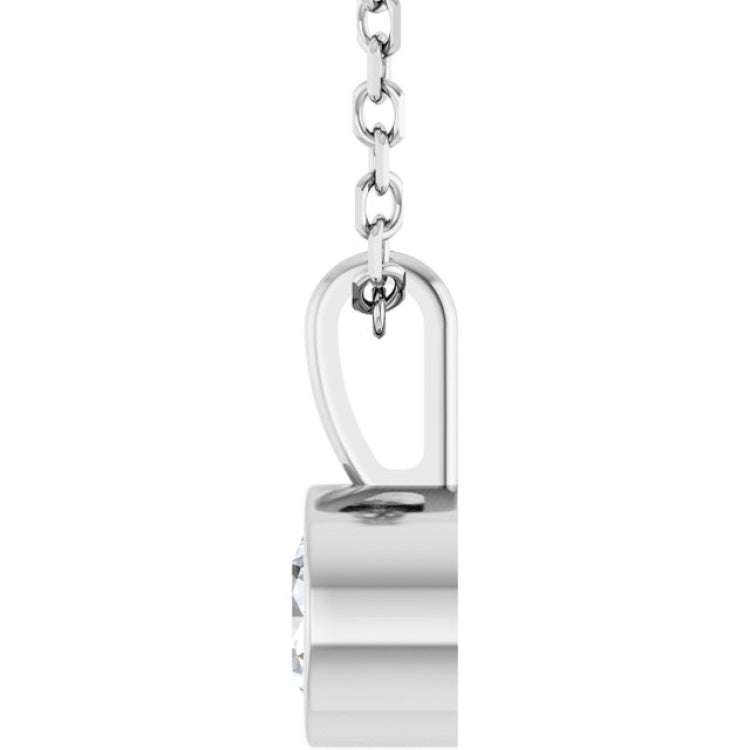 Sterling Silver 1/4 CT Natural Diamond Bezel-Set Solitaire 16-18" Necklace