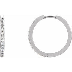 14K White Gold 1/5 CTW Natural Diamond Hinged 18 mm Hoop Earrings