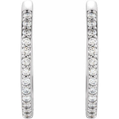 14K White Gold 1/5 CTW Natural Diamond Hinged 18 mm Hoop Earrings