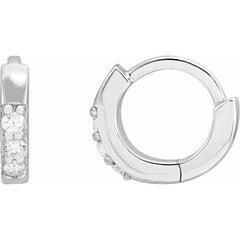 Platinum .05 CTW Natural Diamond Hinged 8 mm Hoop Earrings