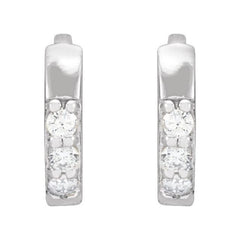 14K White Gold .05 CTW Natural Diamond Hinged 8 mm Hoop Earrings