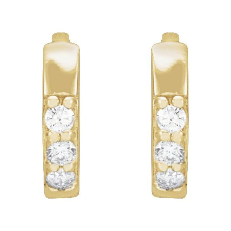 14K Yellow Gold .05 CTW Natural Diamond Hinged 8 mm Hoop Earrings