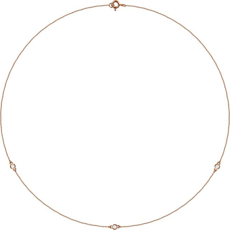 14K Rose Gold 1/5 CTW Lab-Grown Diamond 3-Station 18" Necklace