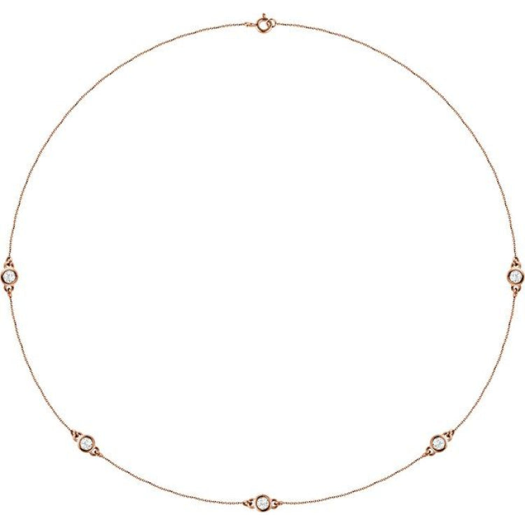 14K Rose Gold 3/4 CTW Lab-Grown Diamond 5-Station 18" Necklace