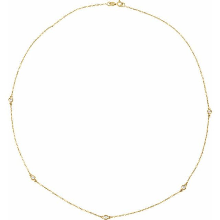 14K Yellow Gold 1 CTW Lab-Grown Diamond 5-Station 18" Necklace
