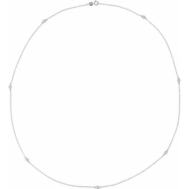 14K White Gold 1/3 CTW Lab-Grown Diamond 7-Station 24" Necklace