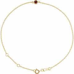 14K Yellow Gold Natural Mozambique Garnet Bezel-Set Solitaire 6 1/2-7 1/2" Bracelet