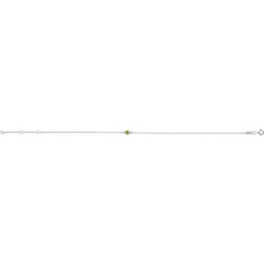14K White Gold Natural Peridot Bezel-Set Solitaire 6 1/2-7 1/2" Bracelet