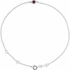 Platinum Natural Mozambique Garnet Bezel-Set Solitaire 6 1/2-7 1/2" Bracelet