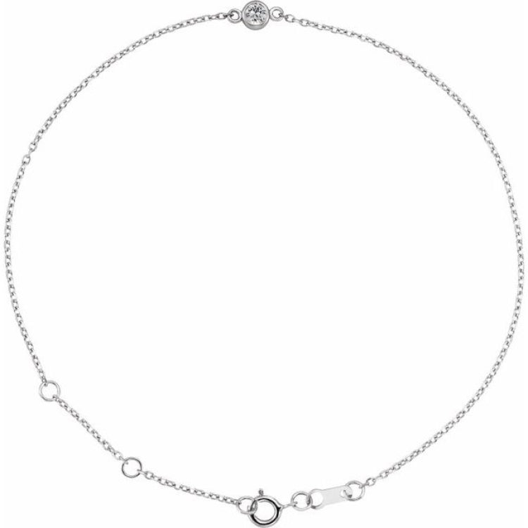 Platinum Natural White Sapphire Bezel-Set Solitaire 6 1/2-7 1/2" Bracelet