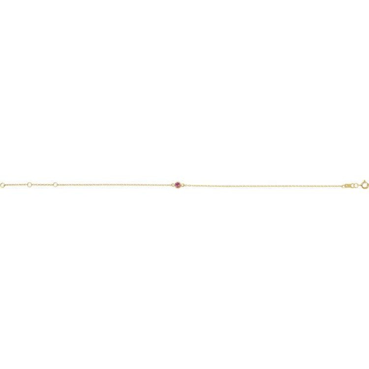 14K Yellow Gold Natural Pink Tourmaline Bezel-Set Solitaire 6 1/2-7 1/2" Bracelet