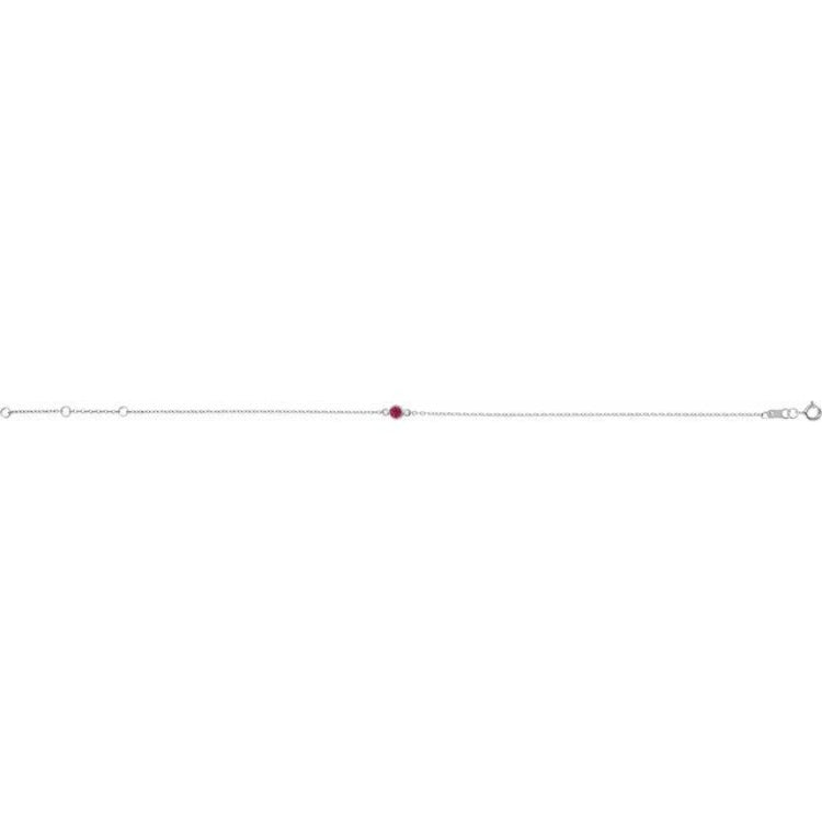Platinum Natural Ruby Bezel-Set Solitaire 6 1/2-7 1/2" Bracelet