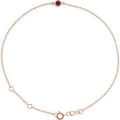 14K Rose Gold Natural Mozambique Garnet Bezel-Set Solitaire 6 1/2-7 1/2" Bracelet