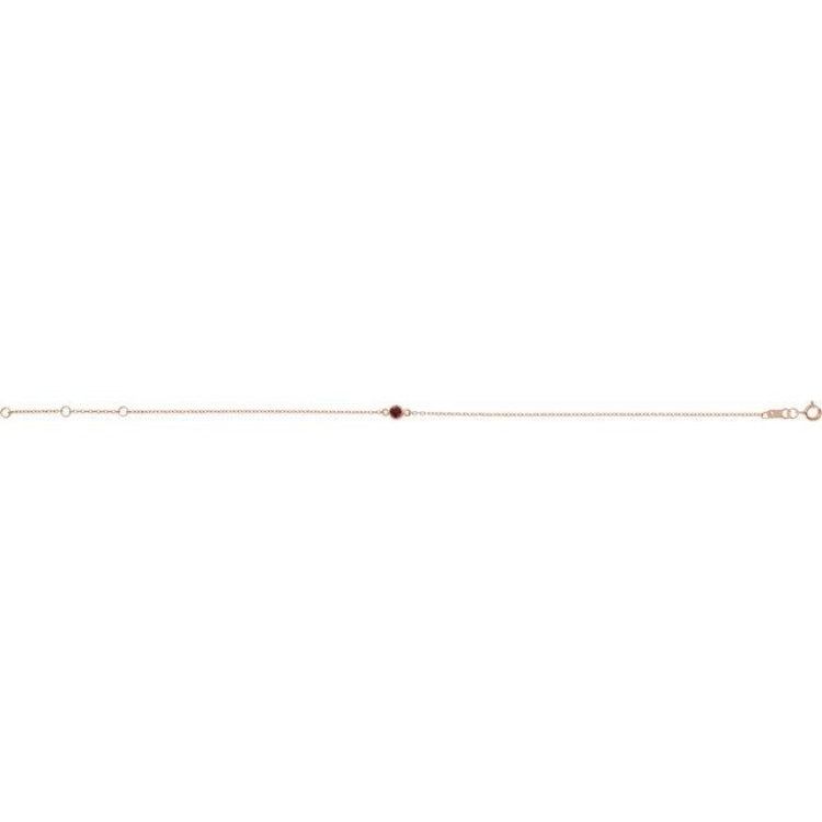 14K Rose Gold Natural Mozambique Garnet Bezel-Set Solitaire 6 1/2-7 1/2" Bracelet