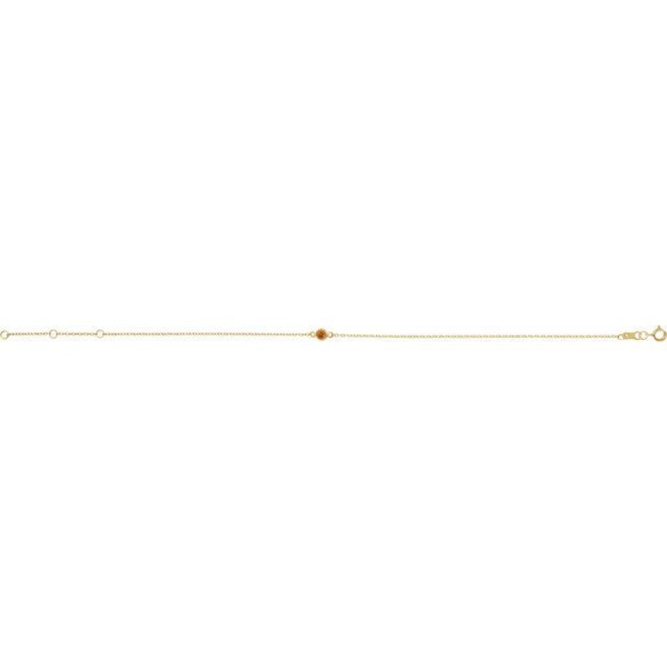 14K Yellow Gold Natural Citrine Bezel-Set Solitaire 6 1/2-7 1/2" Bracelet