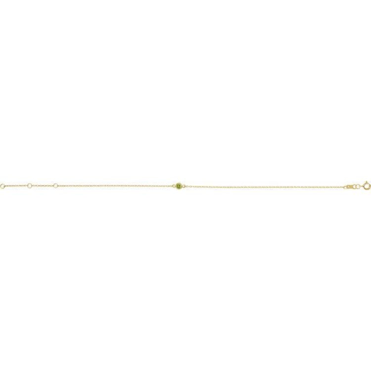14K Yellow Gold Natural Peridot Bezel-Set Solitaire 6 1/2-7 1/2" Bracelet