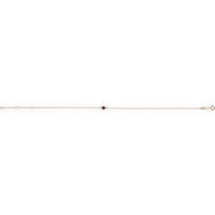 14K Rose Gold Natural Amethyst Bezel-Set Solitaire 6 1/2-7 1/2" Bracelet