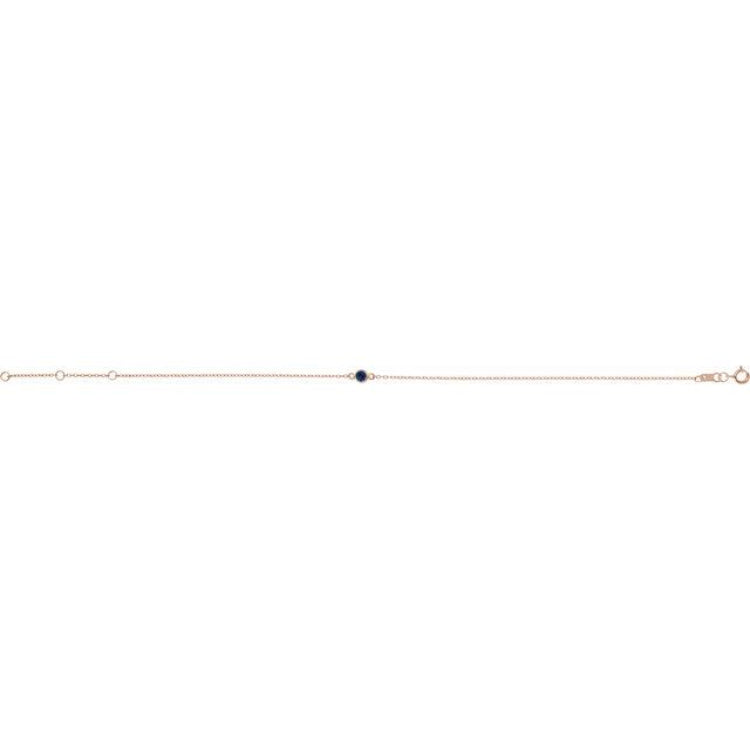 14K Rose Gold Natural Blue Sapphire Bezel-Set Solitaire 6 1/2-7 1/2" Bracelet