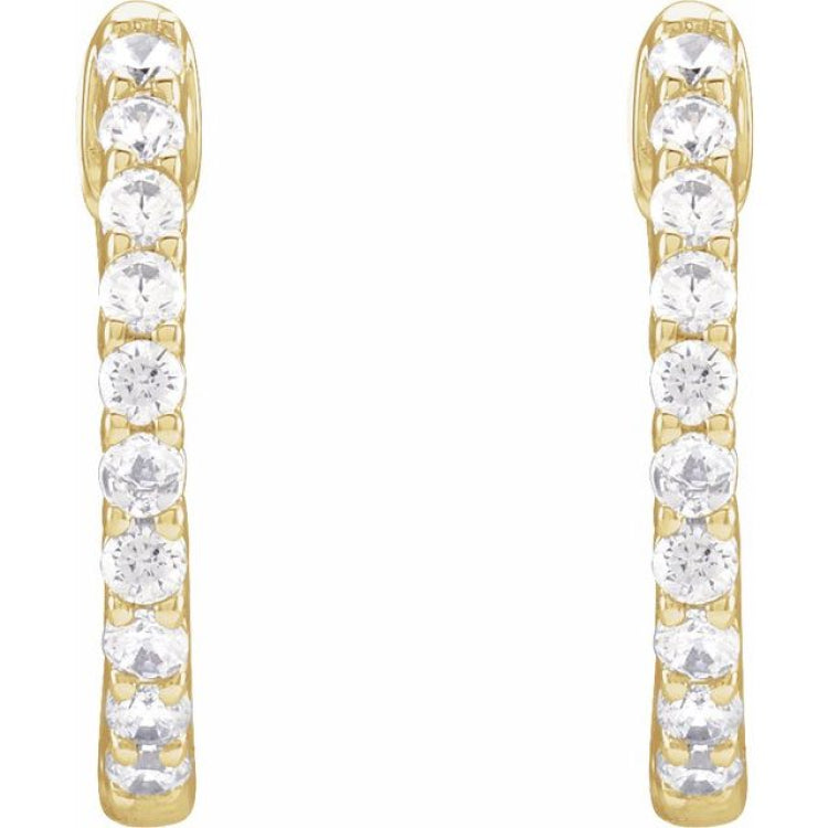 14K Yellow Gold 1/2 CTW Lab-Grown Diamond Inside-Outside Hinged 14.5 mm Hoop Earrings