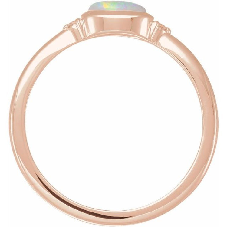 14K Rose Gold Natural Ethiopian Opal & .03 CTW Natural Diamond Ring
