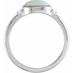 Platinum Natural Ethiopian Opal & .03 CTW Natural Diamond Ring