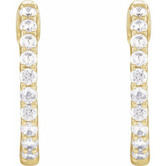 14K Yellow Gold 1/2 CTW Natural Diamond Inside-Outside Hinged 14.5 mm Hoop Earrings