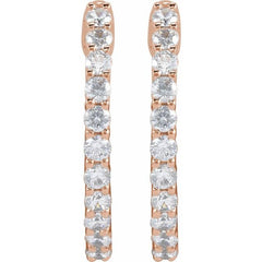 14K Rose Gold 3/4 CTW Natural Diamond Inside-Outside Hinged 17.2 mm Hoop Earrings