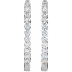 14K White Gold 3 CTW Natural Diamond Inside-Outside Hinged 30 mm Hoop Earrings