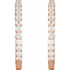 14K Rose Gold 3 CTW Natural Diamond Inside-Outside Hinged 30 mm Hoop Earrings